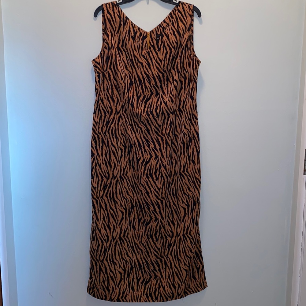 Sag Harbor Dress Tan and Black Zebra Print Sleeveless Maxi Dress